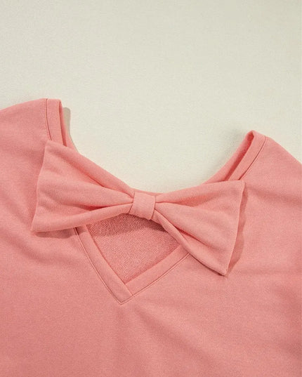 Bow Tie Detail Long Sleeve Pullover Sweatshirt